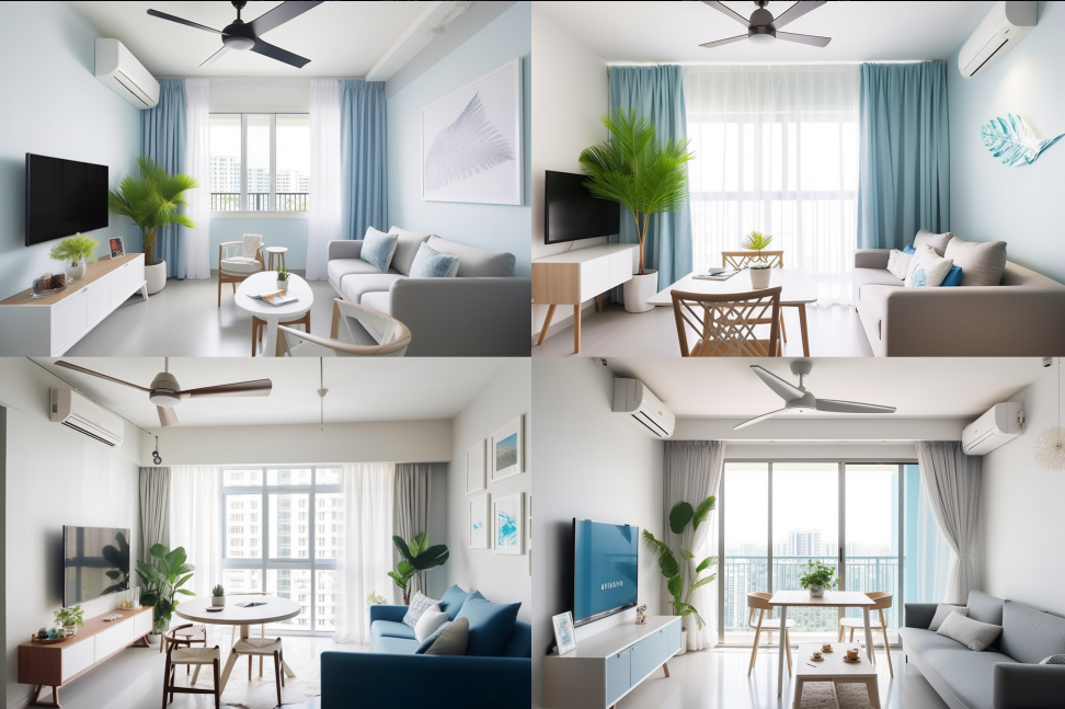 미드저니 거실 인테리어