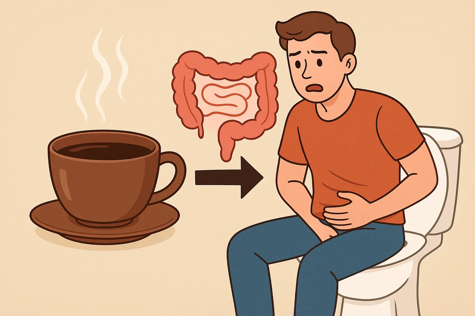 커피를-마신-후-장-운동이-활발해져-배변활동이-촉진되는-과정을-표현한-이미지