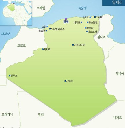알제리 지도 관련 사진