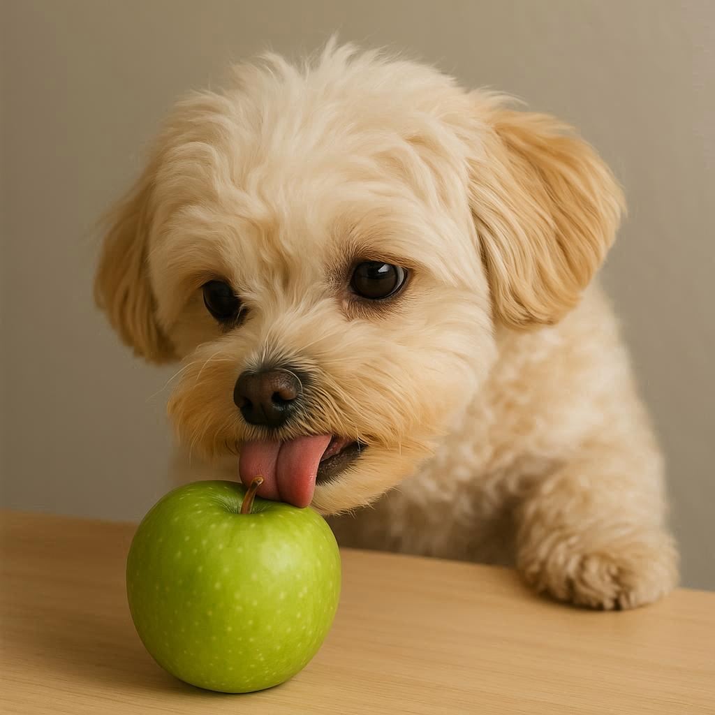 청사과를-먹고-있는-강아지