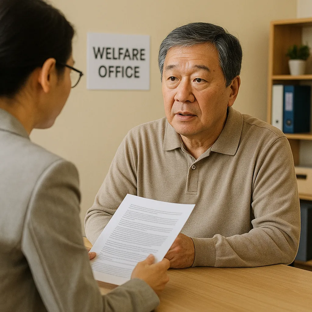 복지센터에서 상담 중인 60대 남성의 모습