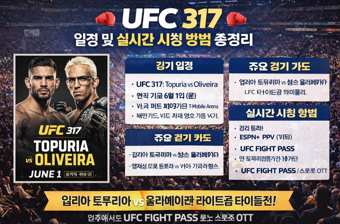 UFC 317 일정 및 실시간 시청 방법 3분 완벽 정리