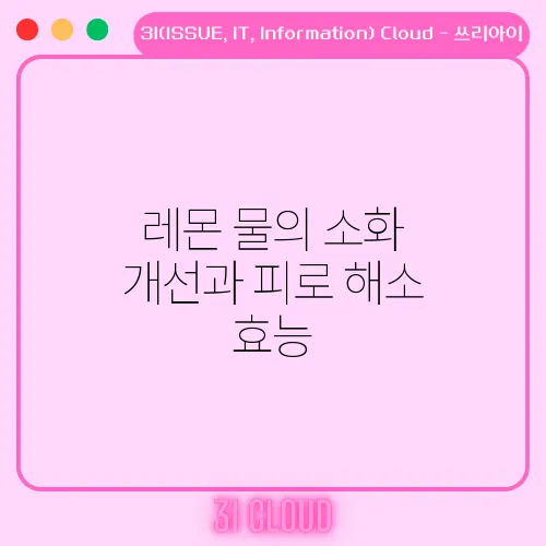 레몬 물의 소화 개선과 피로 해소 효능