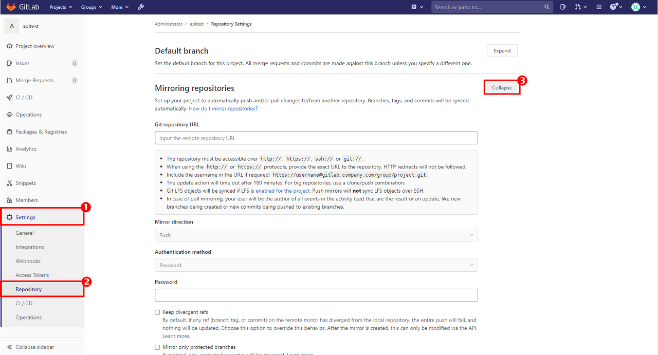 GitLab Mirroing repositories