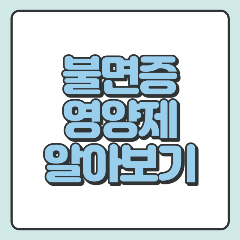 불면증 영양제