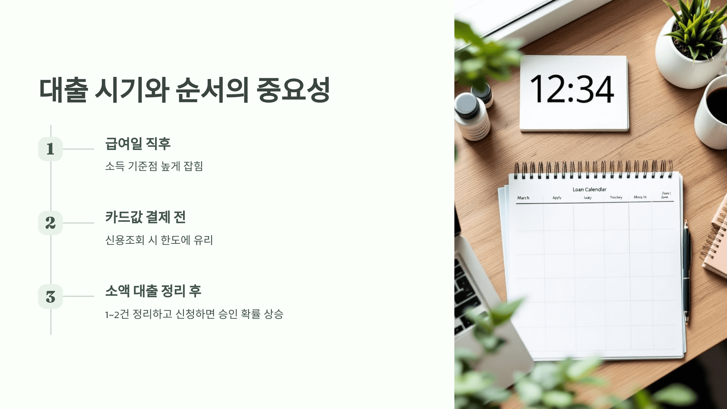 대출 시기와 순서의 중요성