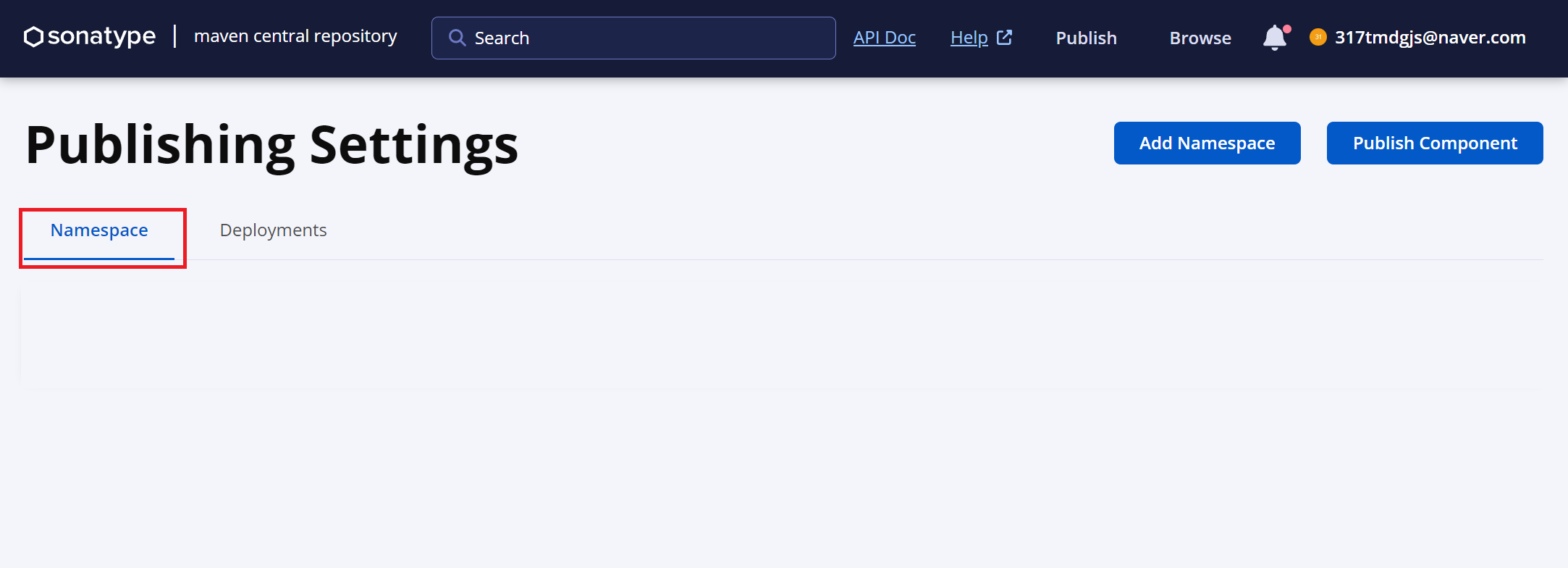 Maven Central Repository Namespace