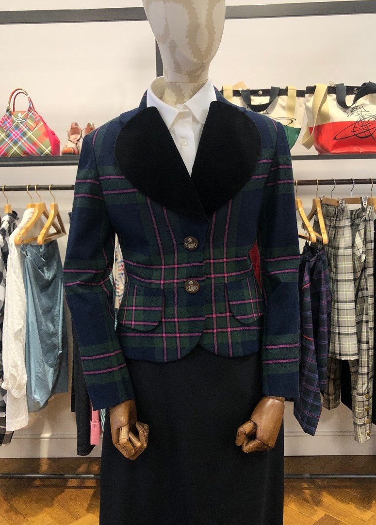 비비안웨스트우드 레드라벨 하트카라 체크 자켓 그린