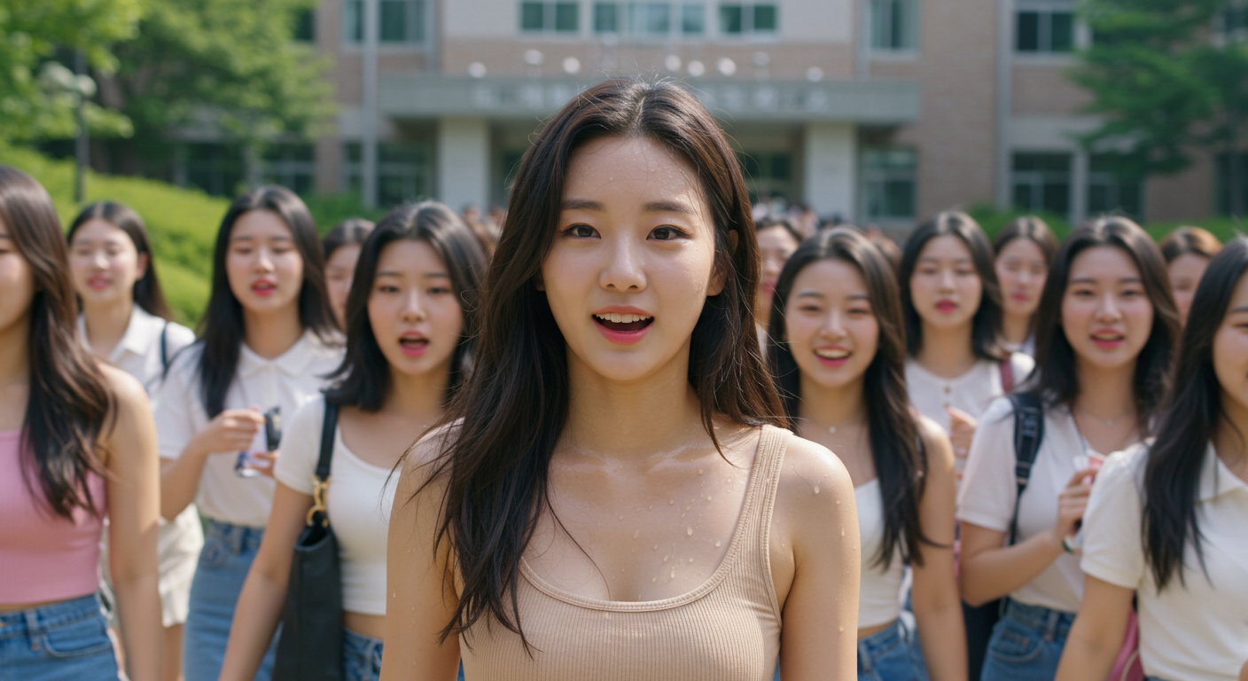 등교중인 여대생들