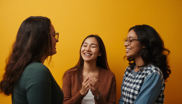 ENFJ는 타인을 따뜻하게 북돋우고, 함께 성장하도록 이끄는 언어를 잘 사용합니다에 관한 그림입니다
