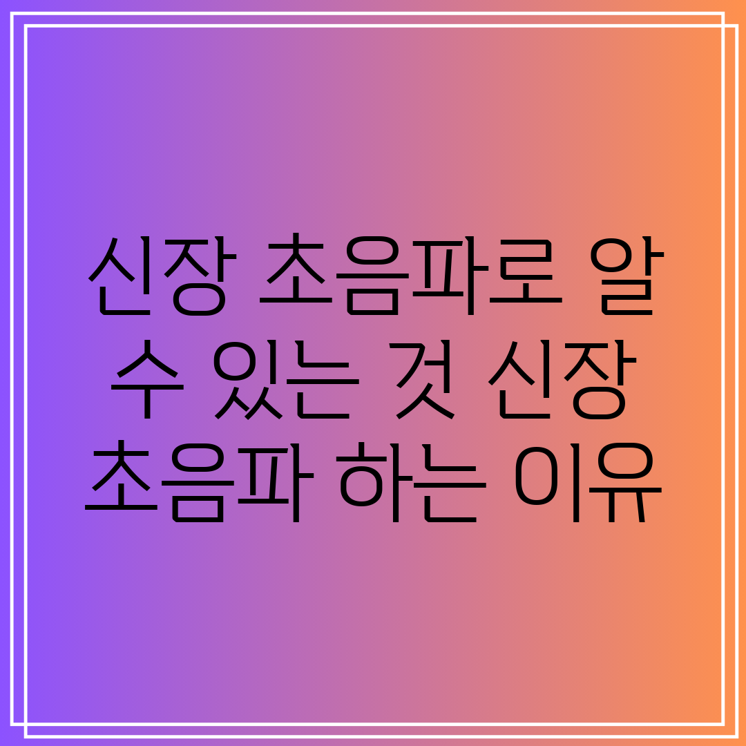 신장 초음파로 알 수 있는 것 신장 초음파 하는 이유