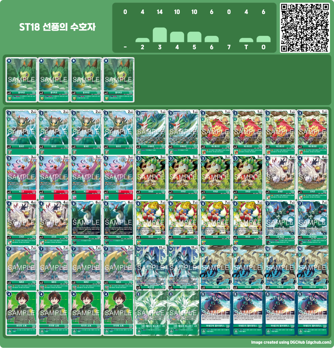 디지몬카드게임 스타트 덱 ST-18 선풍의 수호자 덱 구성