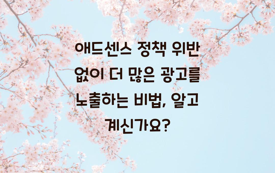 애드센스 정책 위반 없이 더 많은 광고를 노출하는 비법