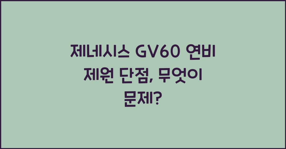 제네시스 GV60 연비 제원 단점