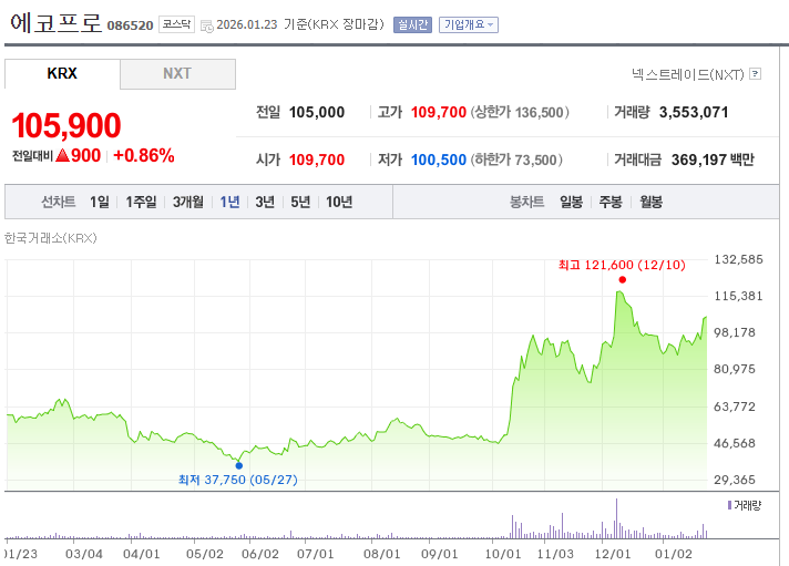 에코프로 주가 차트