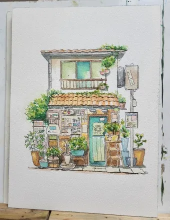 아크릴물감으로 어반스케치 그리기 파주 프로방스 카페로즈에서_4