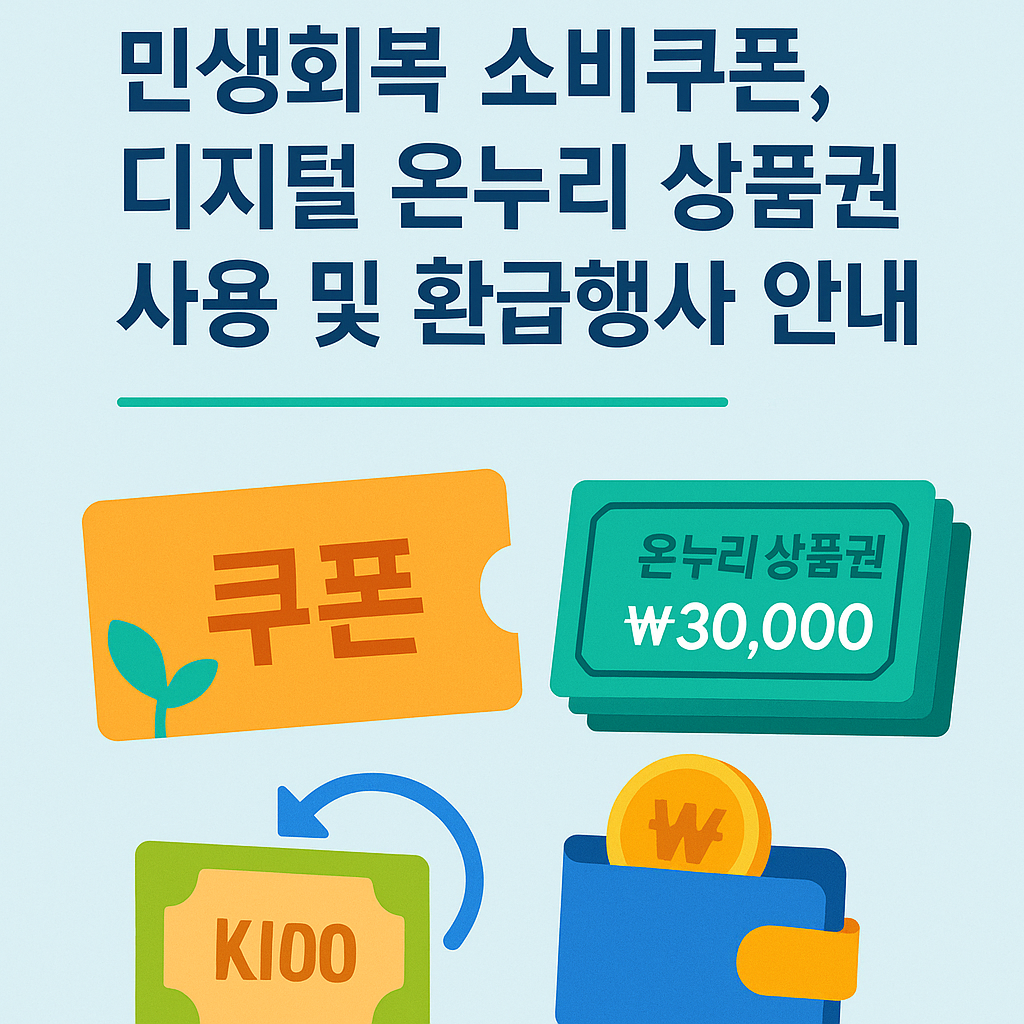 민생회복 소비쿠폰, 디지털 온누리 상품권 사용 및 환급행사 안내
