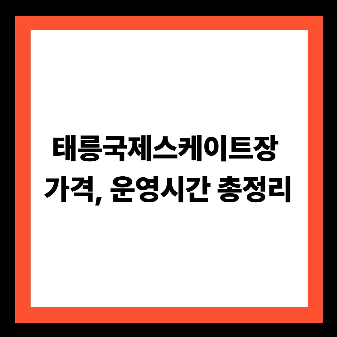 태릉국제스케이트장 가격 총정리
