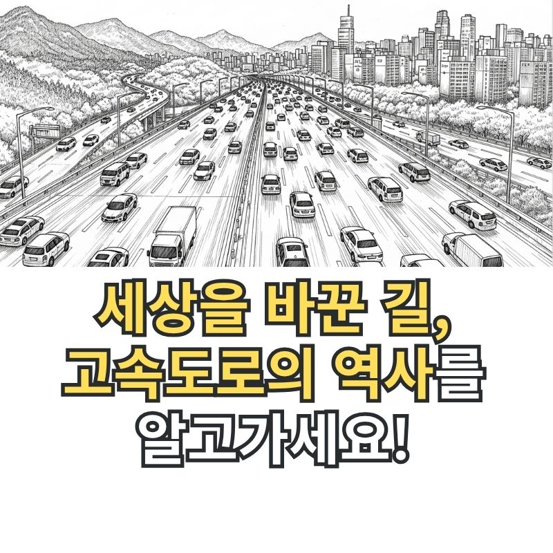 한국 고속도로 위 자동차들의 역동적인 주행 모습