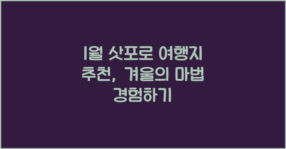 1월 삿포로 여행지 추천