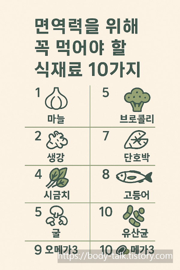 면역력을 위해 꾸준히 꼭 먹어야 할 식재료 10가지