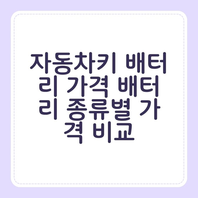 자동차키 배터리 가격 배터리 종류별 가격 비교