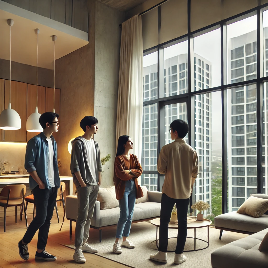 청년들이 주거 공간을 구하는 장면