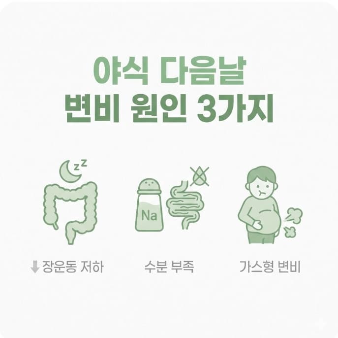 야식 다음날 변비 원인 3가지 인포그래픽