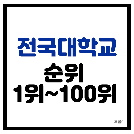 2024년 2025년 국내 전국 대학교 순위 TOP 100