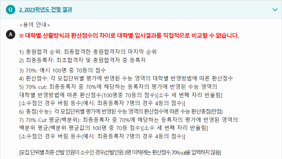 2023학년도 한림대학교 수능위주전형 전형 결과