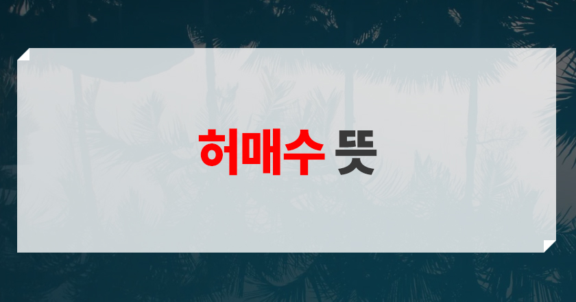 허수매수 개념 허수 매수의 사전적 뜻 소개