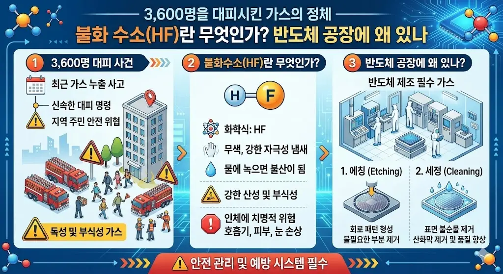 3,600명을 대피시킨 가스의 정체 — 불화수소(HF)란 무엇인가? 반도체 공장에 왜 있나