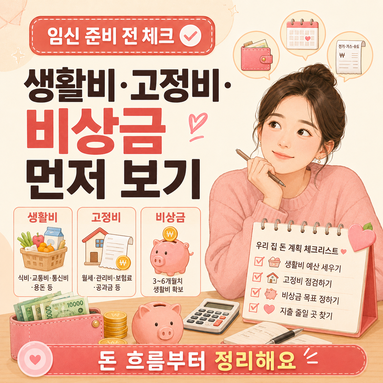 출산 전 생활비 비상금 체크리스트 이미지