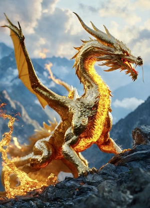 황금빛 색깔의 용사진