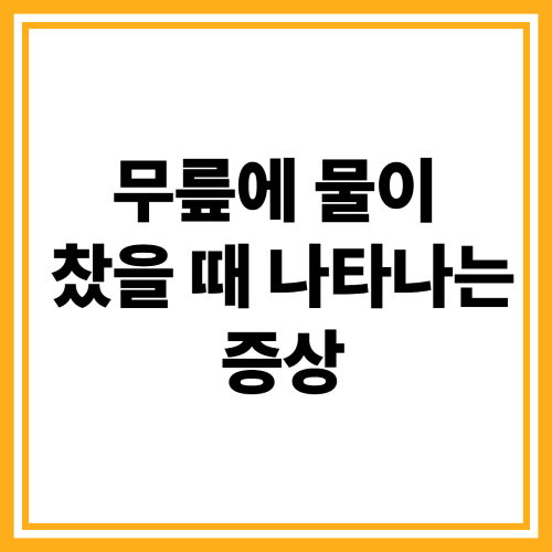 무릎에 물이 차는 이유와 해결법, 꼭 알아야 할 핵심 정보