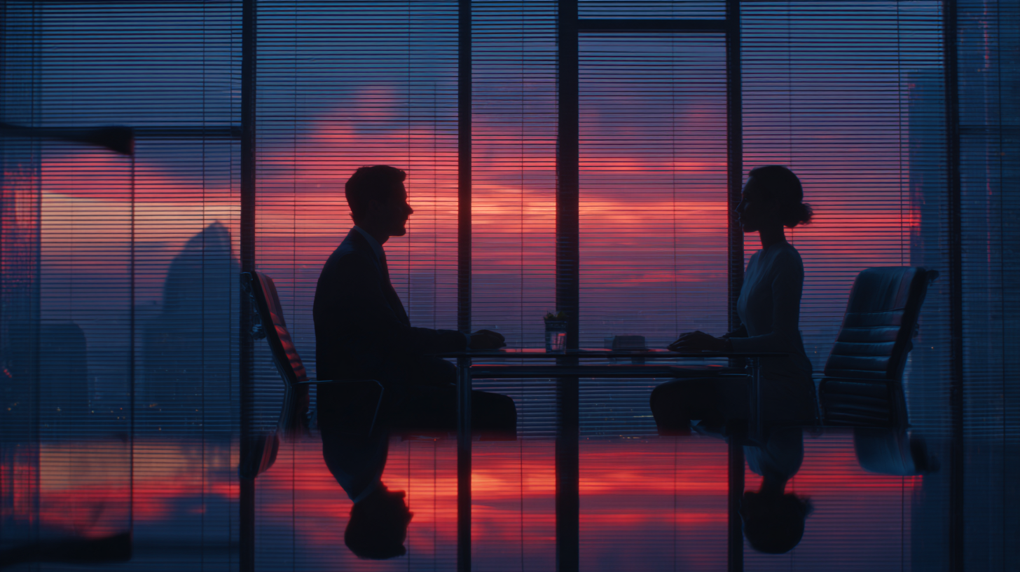 연봉 협상을 하는 사무실 안의 두 사람