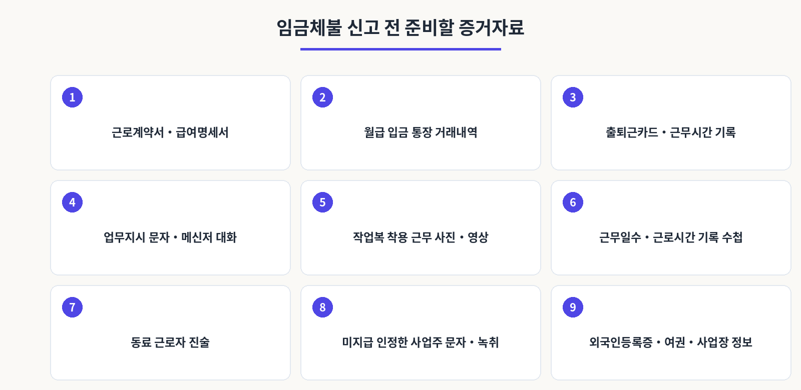 임금체불 신고 전 분비할 증거자료