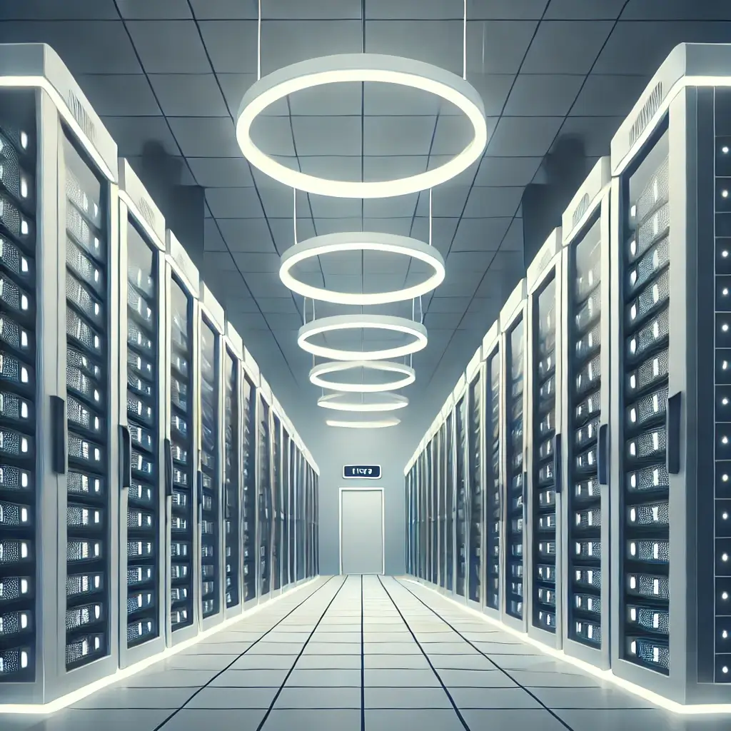 첨단 서버가 배치된 데이터 센터의 모습.