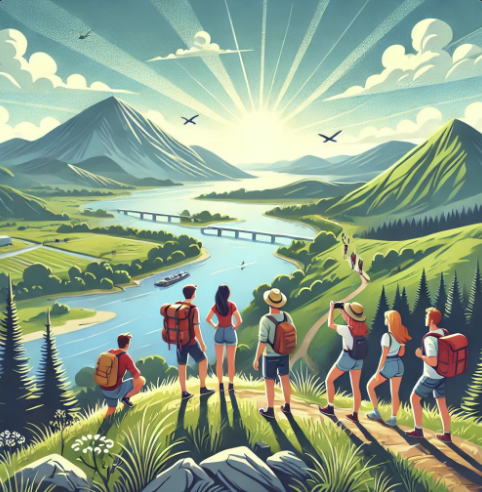 여행하는 모습을 보인 그림