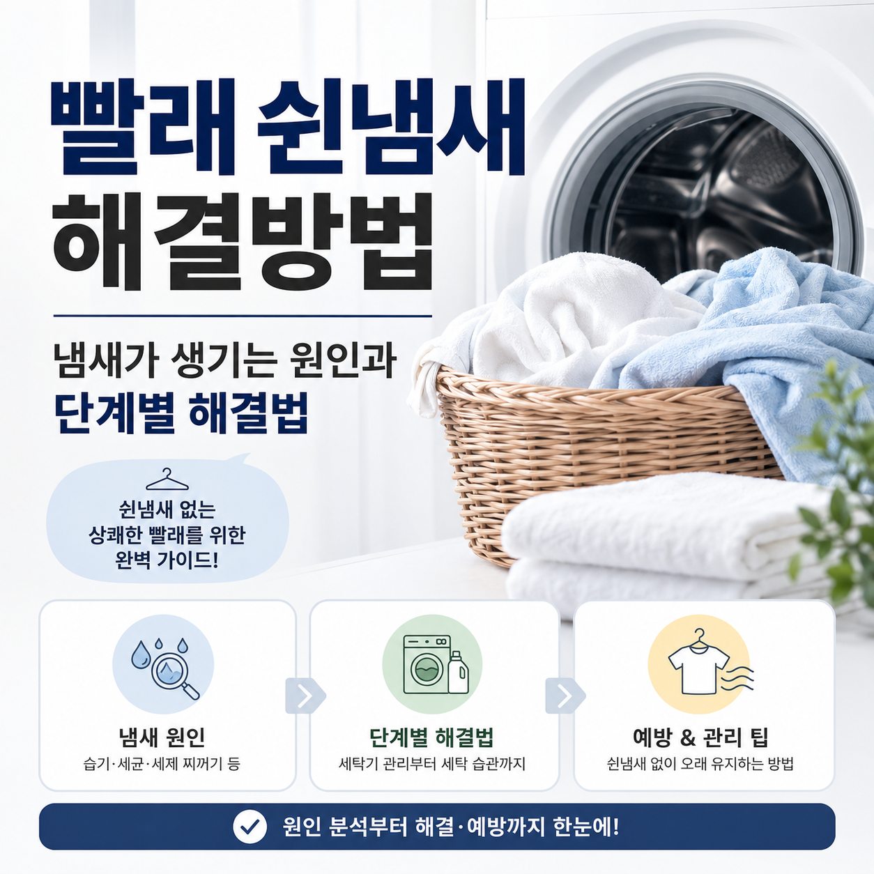 빨래 쉰냄새 해결방법, 냄새가 생기는 원인과 단계별 해결법