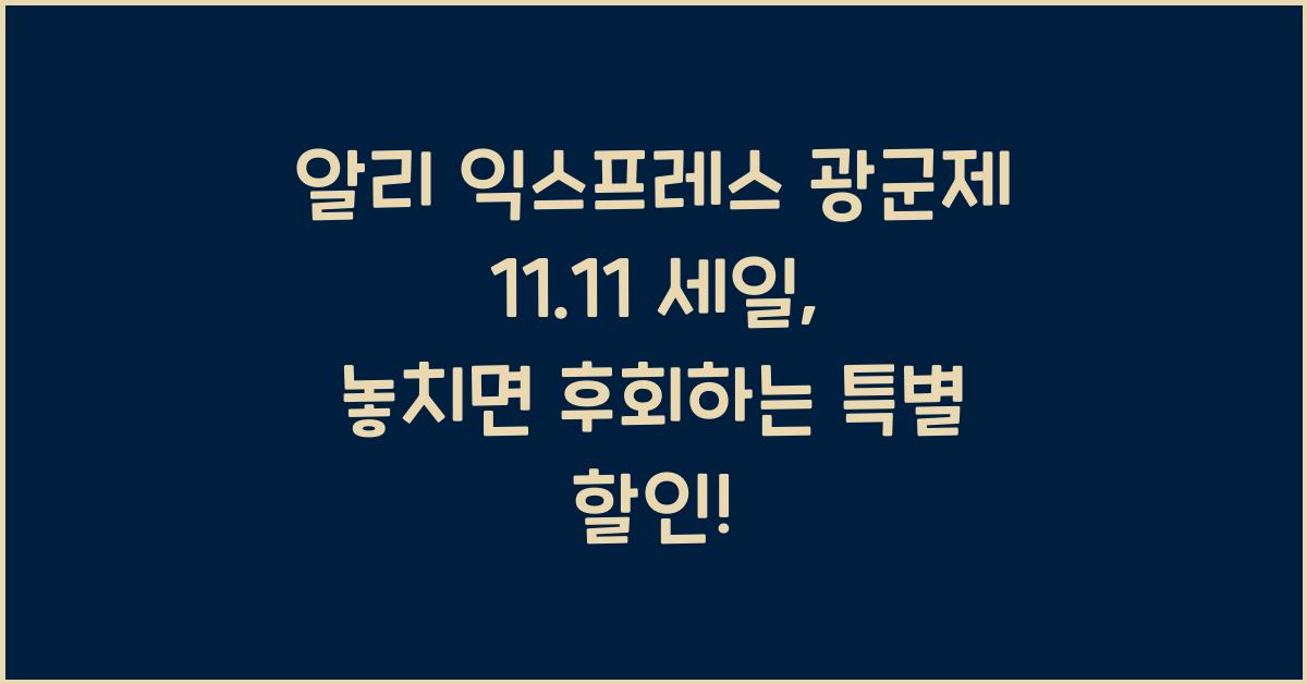 알리 익스프레스 광군제 11.11 세일