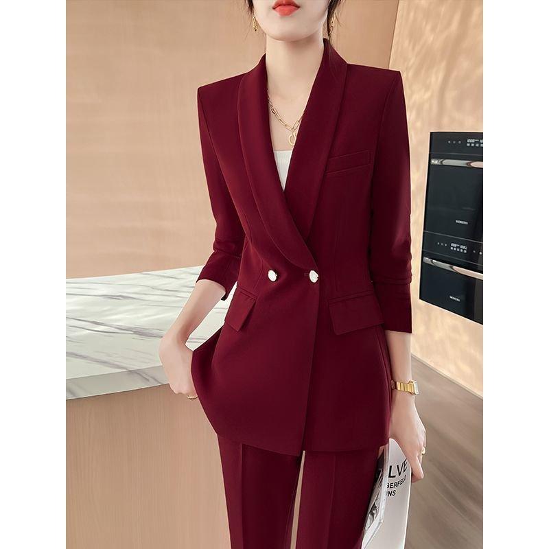 여성정장세트 면접정장 여자 정장 셋업 세미 오피스룩 수트 와인