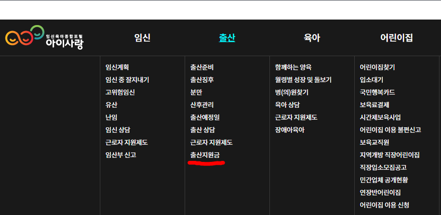 임신육아종합포털 아이사랑 출산지원금 조회