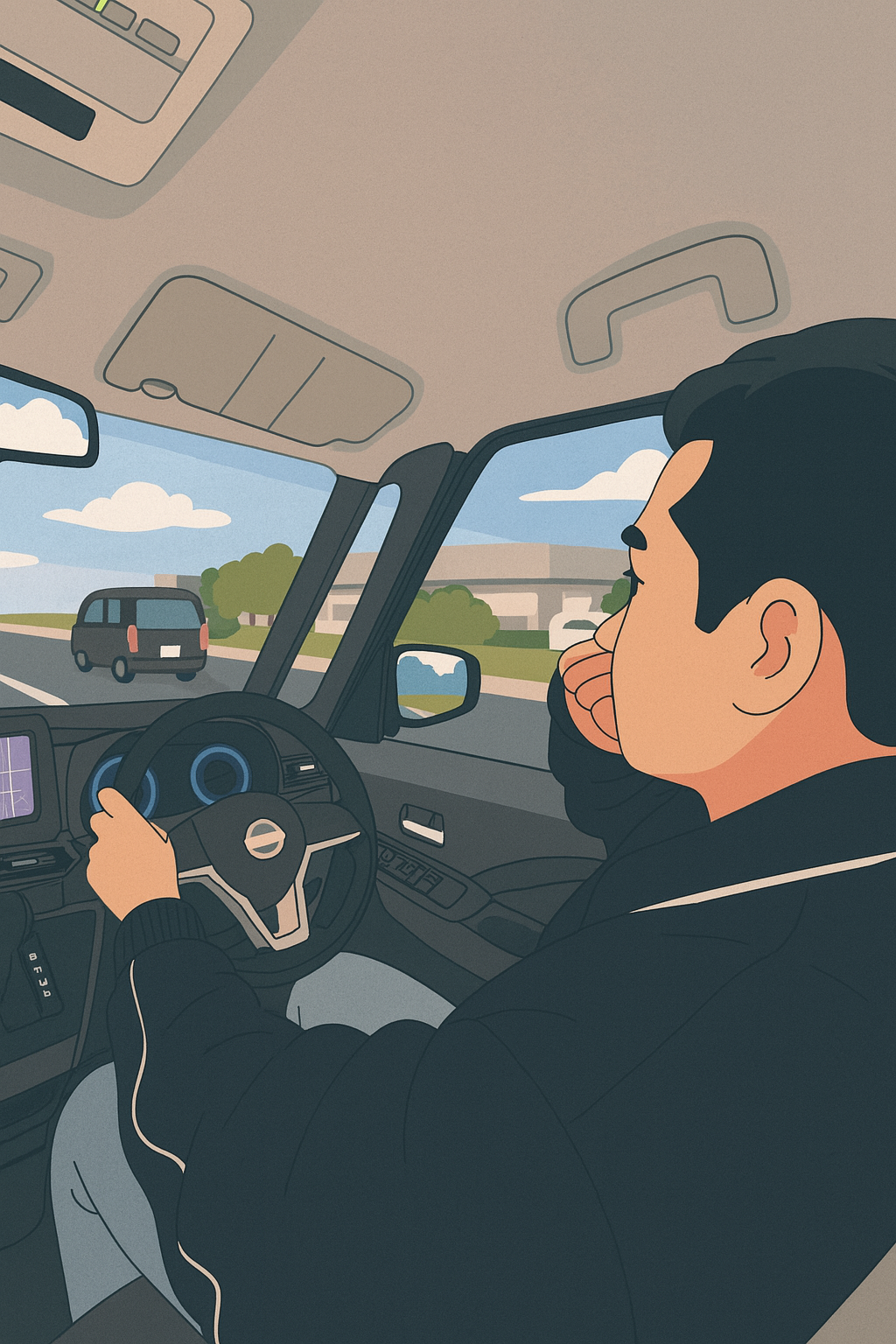 마리오 렌터카에서 렌트한 차를 운전중인 모습(출처 : AI 생성 이미지)