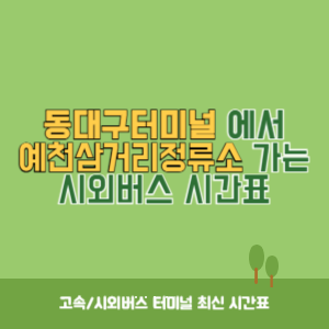 동대구터미널에서 예천삼거리정류소 가는 시외버스 시간표 최신정보