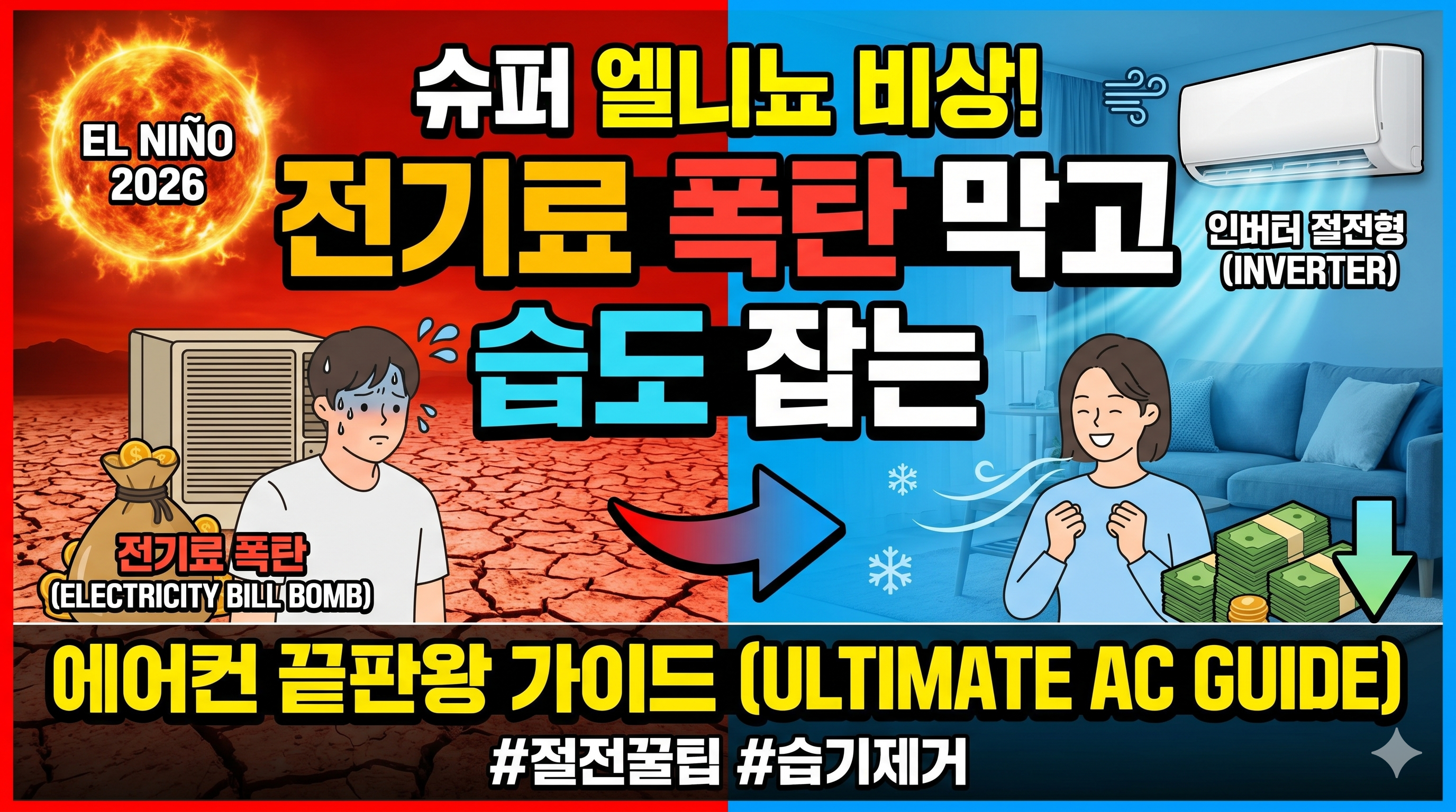 2026 슈퍼 엘니뇨 대비 에어컨 전기료 및 습도 잡는 법 절전 가이드 썸네일 이미지