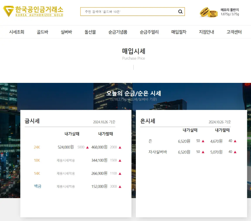 한국공인금거래소 금값시세