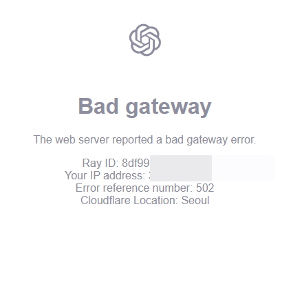 gpt bad gateway