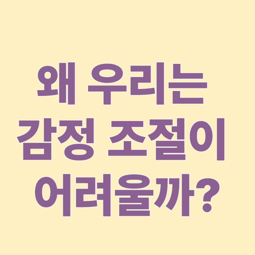 왜 우리는 감정 조절이 어려울까?