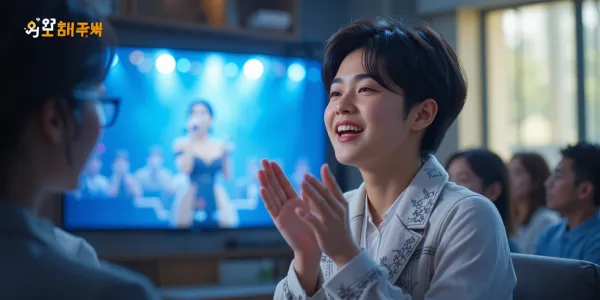 미스트롯4 방송일정에 따라 방영된 감동적인 무대를 시청하며 감탄하는 모습